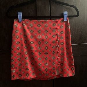 Urban Outfitters Portia Satin Notched Mini Skirt
